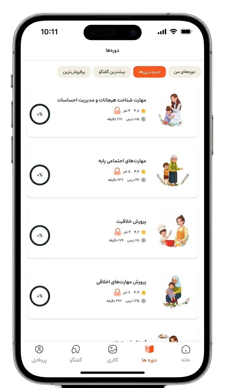 نمای اپلیکیشن — تالار گفت‌وگو